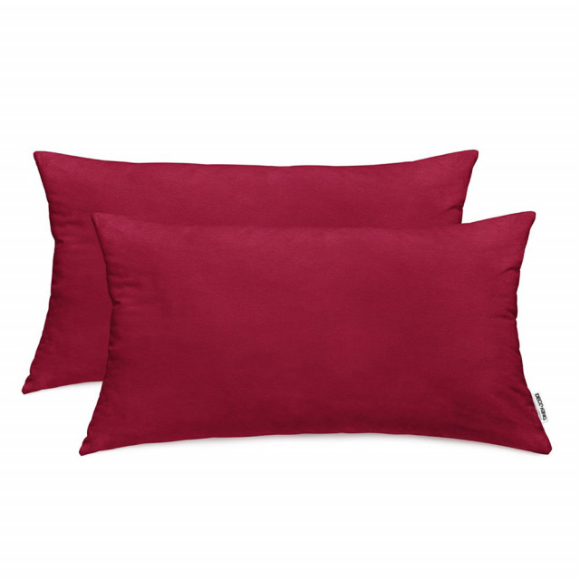 Set 2 fete de perna rosu claret din bumbac 40x80 cm Amber DekoKing