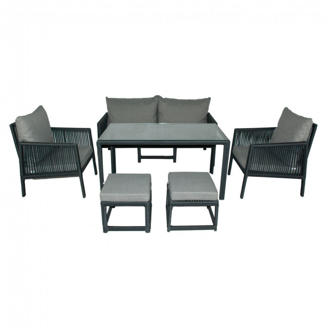 Set 2 fotolii, canapea si masa dining gri din metal Otto The Home Collection
