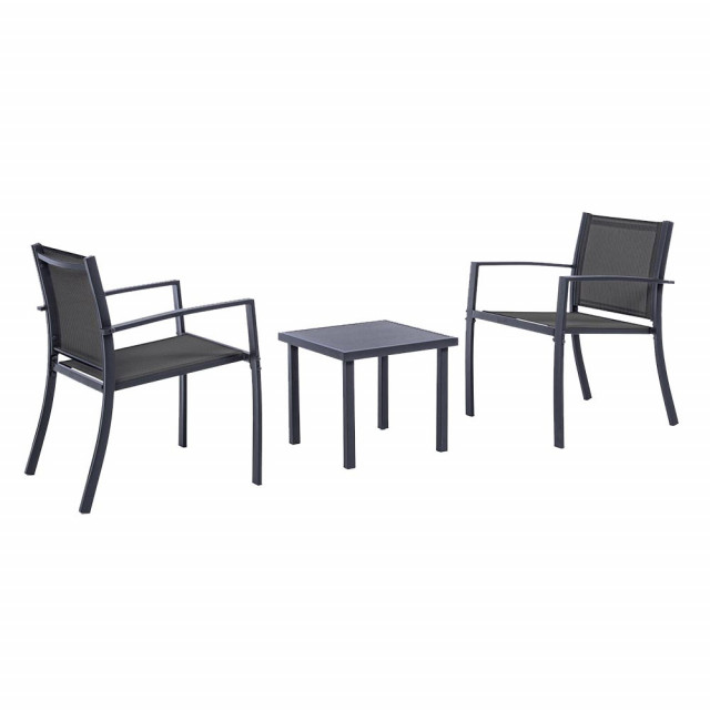 Set 2 fotolii si masa de cafea gri carbune din textil Auri Bizzotto
