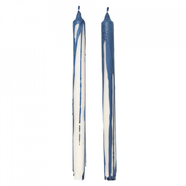 Set 2 lumanari albastre din fibre naturale 30 cm Dryp Ferm Living