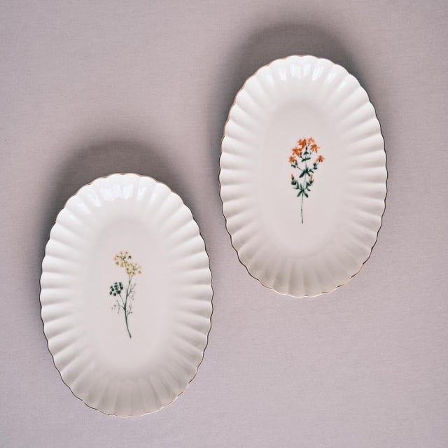 Set 2 platouri albe din ceramica 19x24 cm Shan The Home Collection