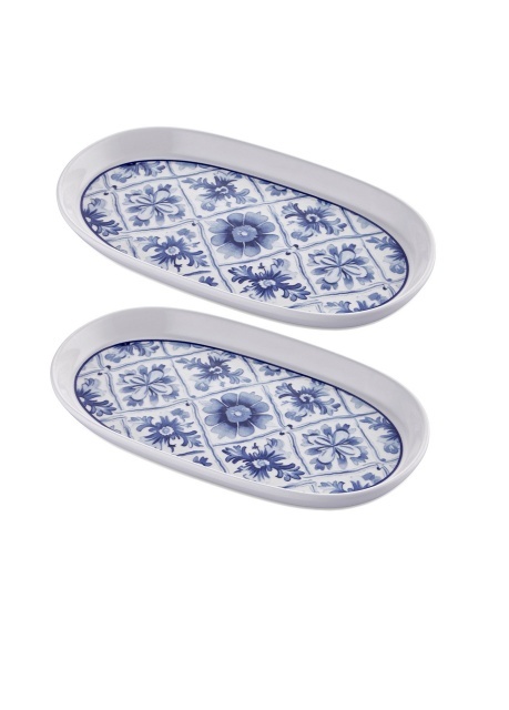 Set 2 platouri ovale albastre din ceramica 17x29 cm ODL0013 The Home Collection