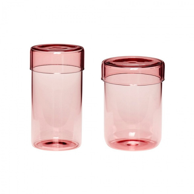 Set 2 recipiente roz din sticla Ymo Hubsch