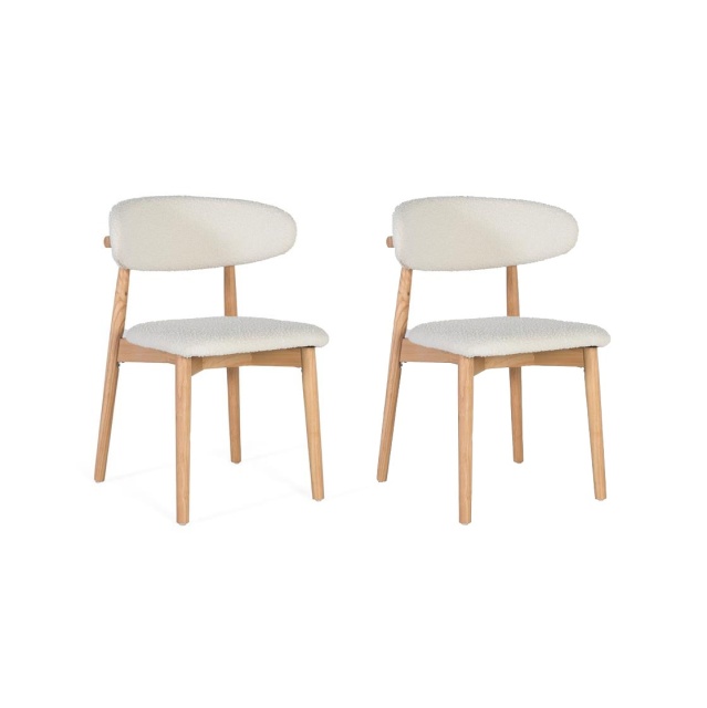 Set 2 scaune dining albe/maro din lemn Albedo Giner y Colomer