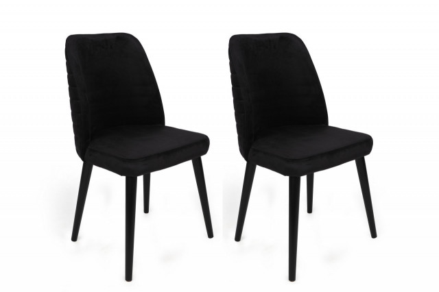 Set 2 scaune dining negre din catifea Tutku The Home Collection