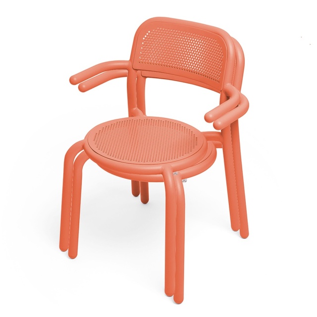 Set 2 scaune exterior portocaliu mandarina din metal Toni Handle Fatboy