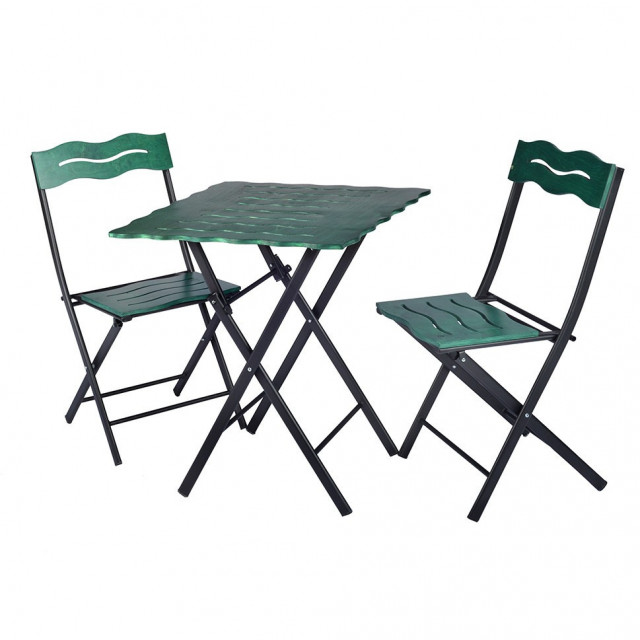 Set 2 scaune si masa dining verde/neagra din metal Bistro 6 The Home Collection