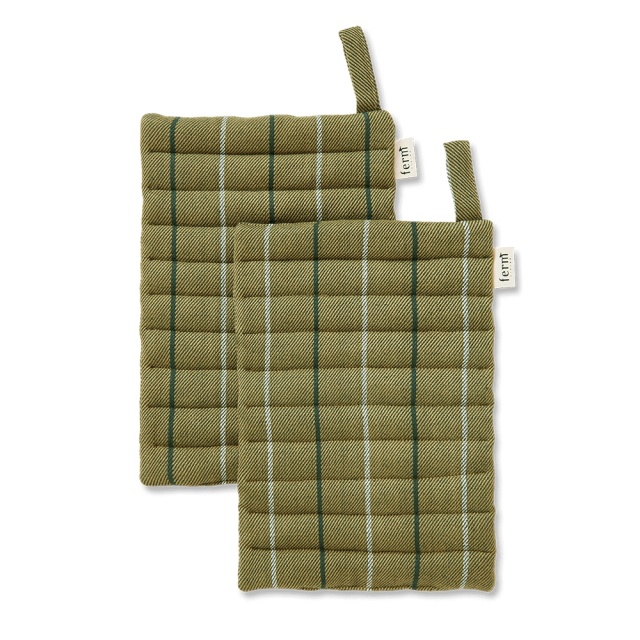 Set 2 suporturi pentru vase fierbinti verde din bumbac Ito Ferm Living