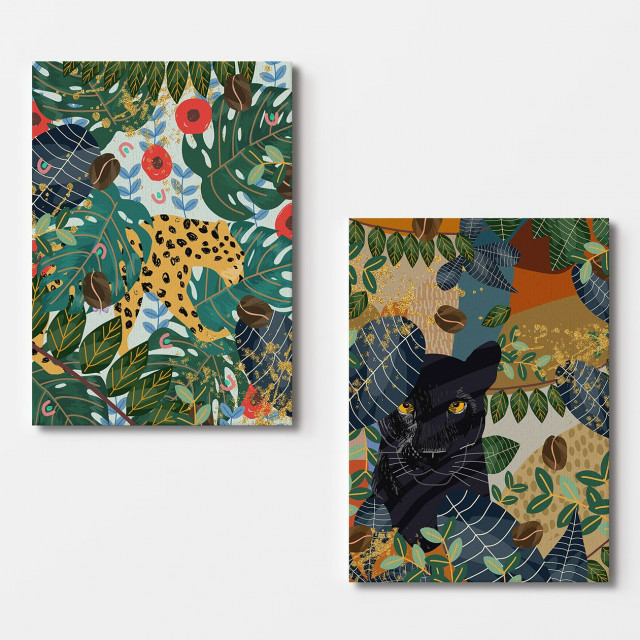 Set 2 tablouri multicolore din fibre naturale 50x70 cm Animals The Home Collection