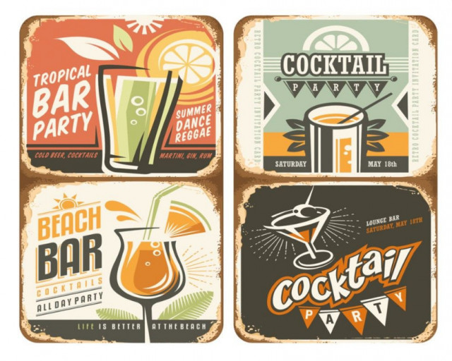 Set 2 tocatoare dreptunghiulare multicolore din sticla 30x52 Universal Cocktail Wenko