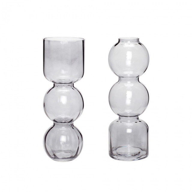 Set 2 vaze transparente din sticla 25 cm Circle Hubsch