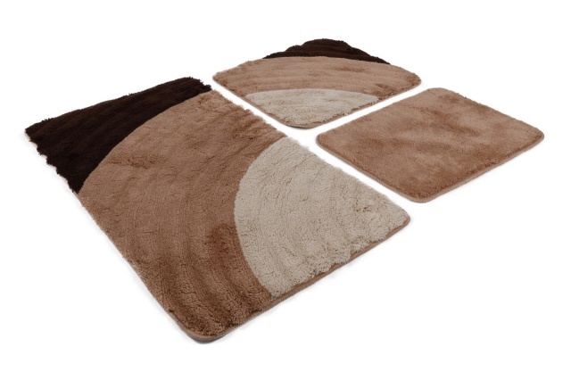 Set 3 covorase de baie maro caramel din fibre sintetice Well The Home Collection