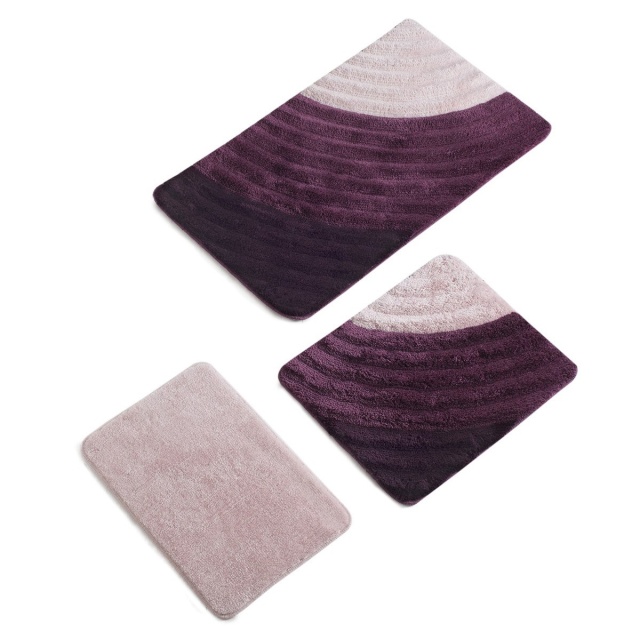 Set 3 covorase de baie mov din fibre sintetice Well The Home Collection