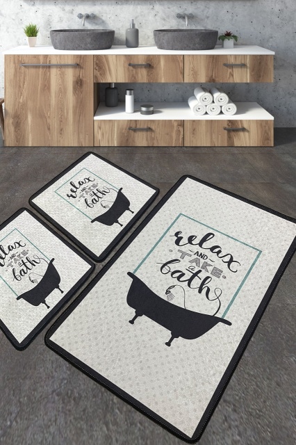 Set 3 covorase de baie multicolore din fibre sintetice Take A Bath The Home Collection