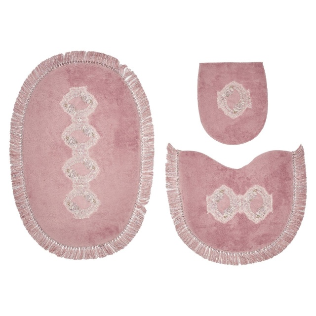 Set 3 covorase de baie roz din fibre sintetice Queen The Home Collection