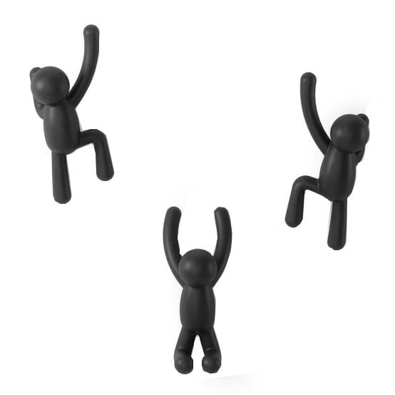 Set 3 cuiere negre din plastic Buddy Umbra