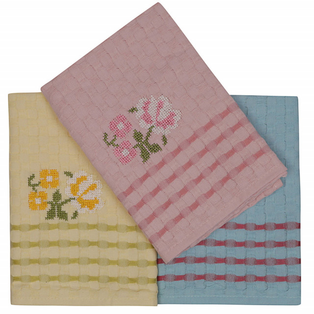 Set 3 prosoape bucatarie multicolore din bumbac 40x60 cm Melisa 3 The Home Collection