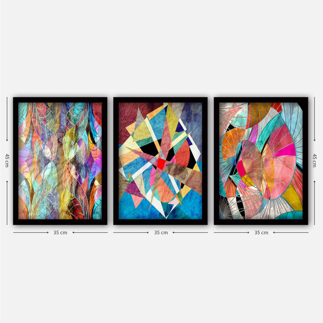 Set 3 tablouri multicolore din lemn 35x45 cm Jinx The Home Collection