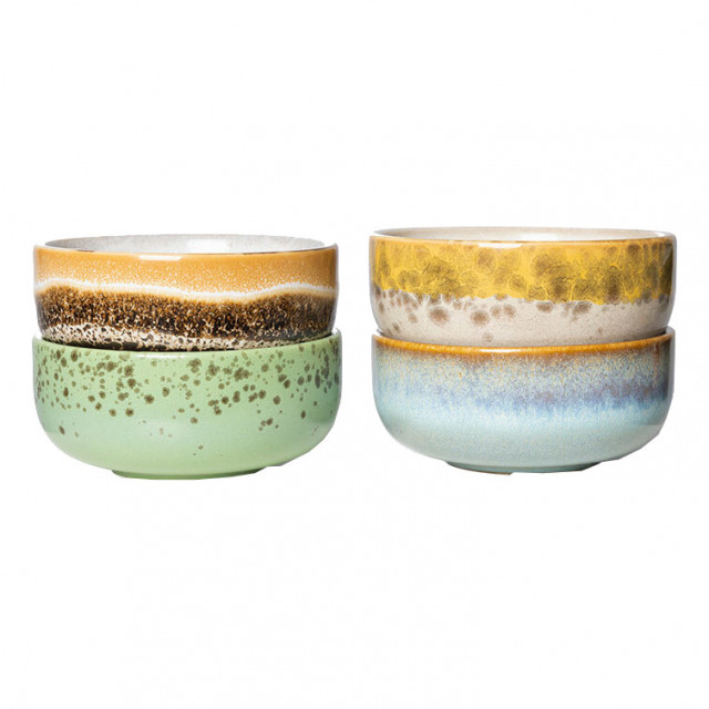 Set 4 boluri multicolore din ceramica 110 ml XS Castor HKliving