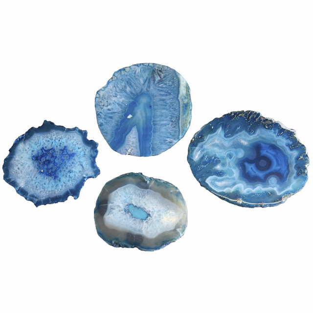 Set 4 coastere albastre din agat 12 cm Sea The Home Collection
