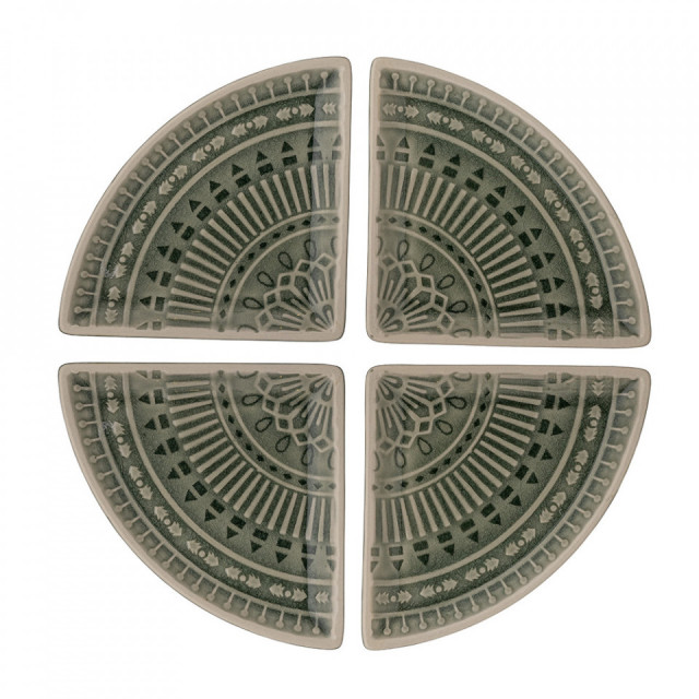 Set 4 farfurii pentru desert verzi din ceramica Rani Bloomingville