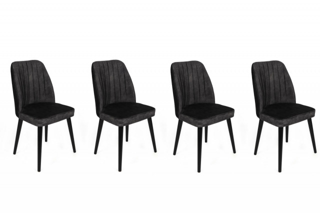 Set 4 scaune dining gri antracit/negre din catifea Alfa The Home Collection