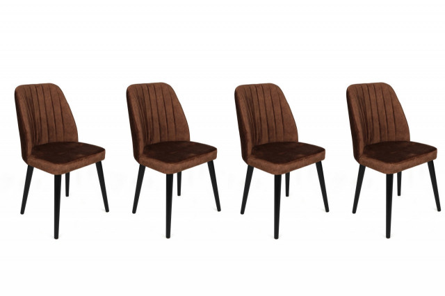 Set 4 scaune dining maro/negre din catifea Alfa The Home Collection