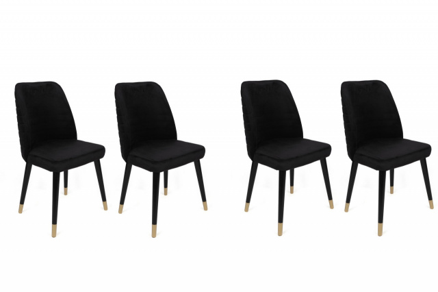 Set 4 scaune dining negre/aurii din catifea Hugo The Home Collection