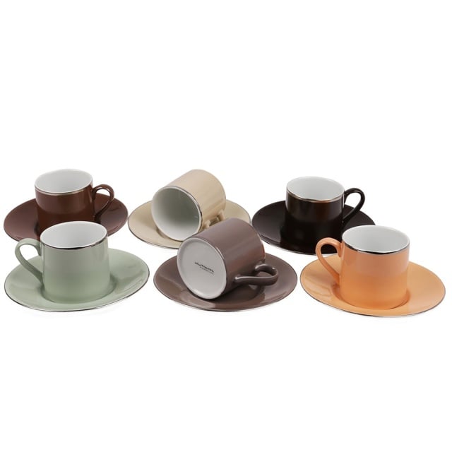 Set 6 cesti cu farfurioare multicolore din ceramica 50 ml Utopia The Home Collection