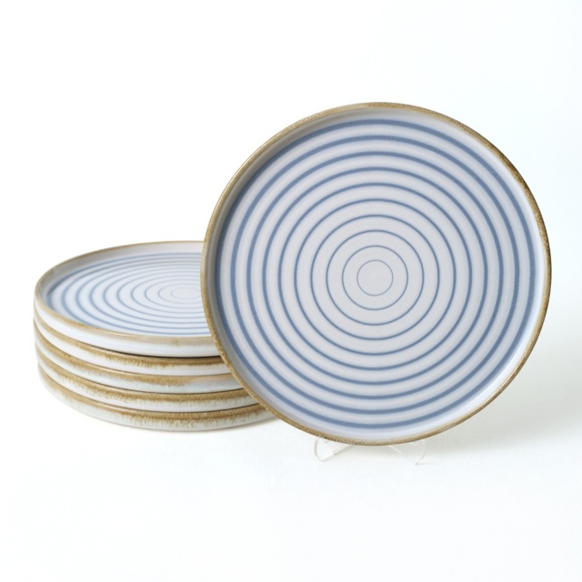 Set 6 farfurii intinse albe/albastre din ceramica 27 cm Vez The Home Collection