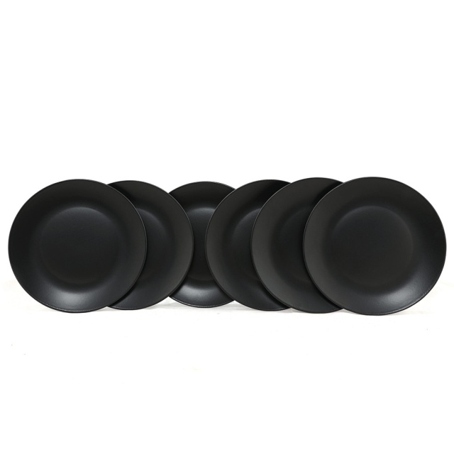 Set 6 farfurii intinse negre din ceramica 25 cm Ozora The Home Collection