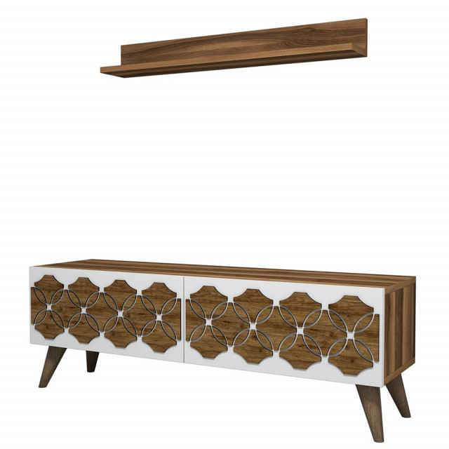 Set comoda TV si raft maro din lemn Nisun The Home Collection