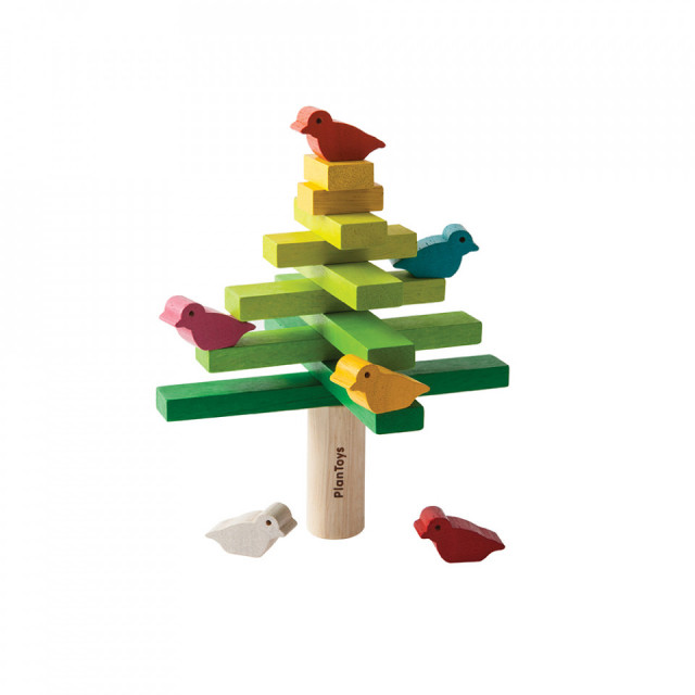 Set de joaca 17 piese multicolor din lemn Balancing Tree Plan Toys