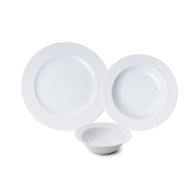 Set de masa 18 piese albe din ceramica Eskap The Home Collection