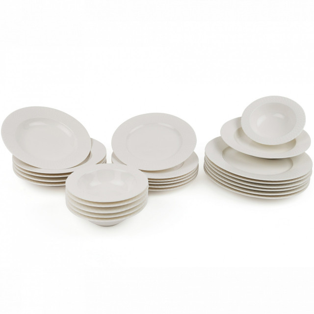 Set de masa 24 piese albe din ceramica Nova The Home Collection