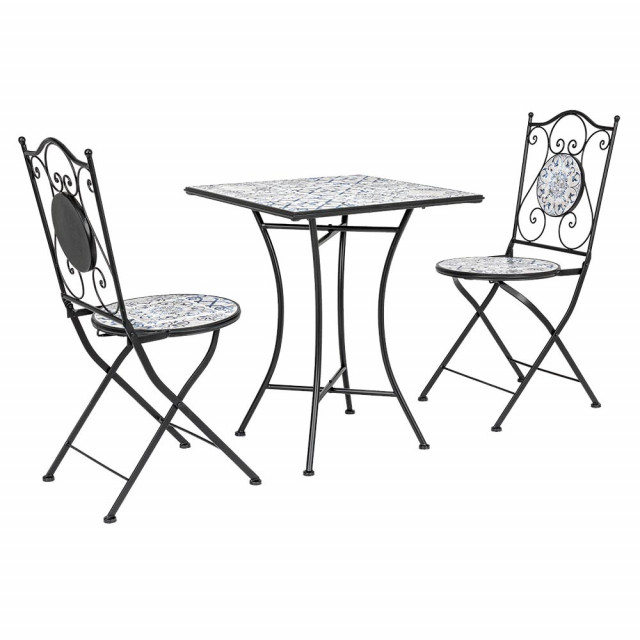 Set masa si 2 scaune exterior dining multicolore din metal Erice Bizzotto