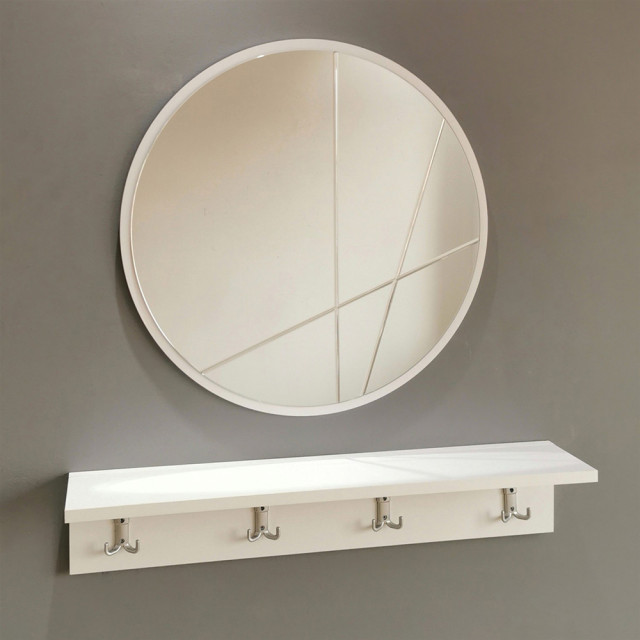 Set oglinda cu raft alb din lemn Vik Style The Home Collection