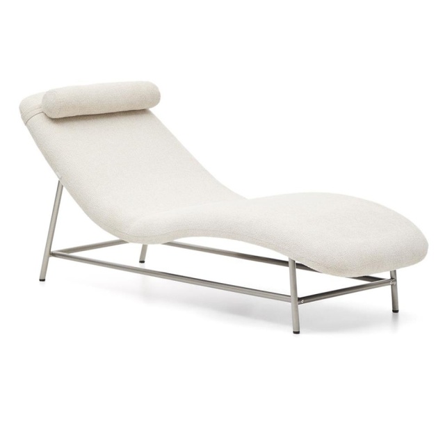 Sezlong bej din metal Osla Kave Home