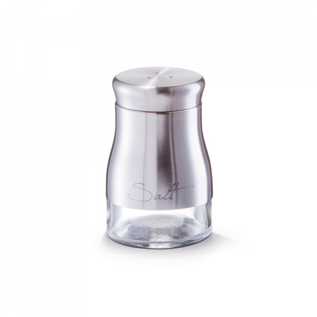 Solnita argintie din sticla si metal 150 ml Salt Zeller