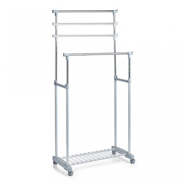 Suport gri/argintiu din metal si plastic 170 cm pentru umerase Roll Clothes Two Zeller