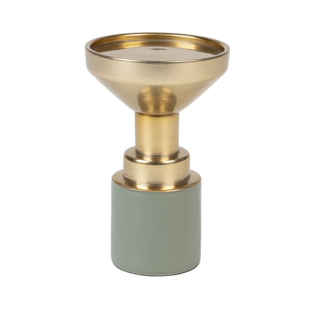 Suport lumanare verde/auriu din metal 14 cm Glam Zuiver