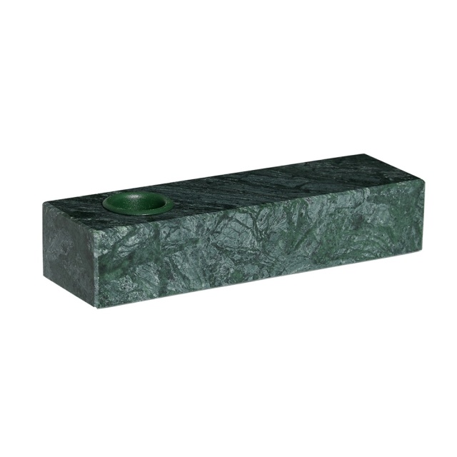 Suport lumanare verde din marmura 3 cm Brick Hubsch