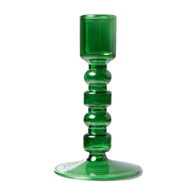 Suport lumanare verde padure din sticla 13 cm Emeralds HKliving