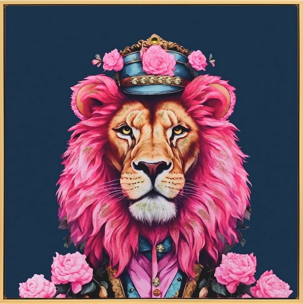 Tablou multicolor din fibre naturale 60x60 cm Lion Ter Halle