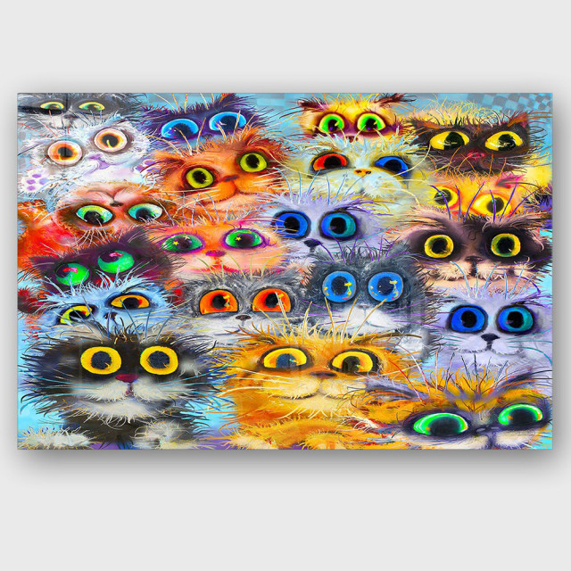 Tablou multicolor din sticla 40x60 cm Cats The Home Collection