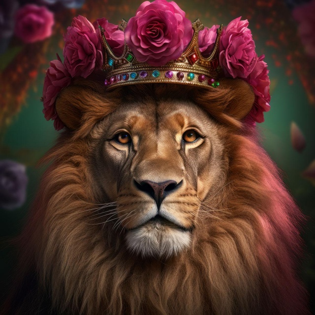 Tablou multicolor din sticla 80x80 cm Lion King Ter Halle