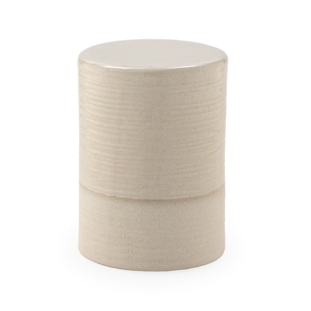 Taburet decorativ bej din ceramica 33 cm Rose Thai Natura