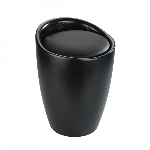 Taburet pentru baie rotund negru din plastic 36 cm Candy Matte Wenko