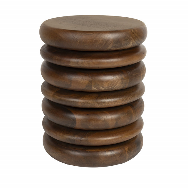 Taburet rotund maro din lemn 35 cm Disc Zuiver