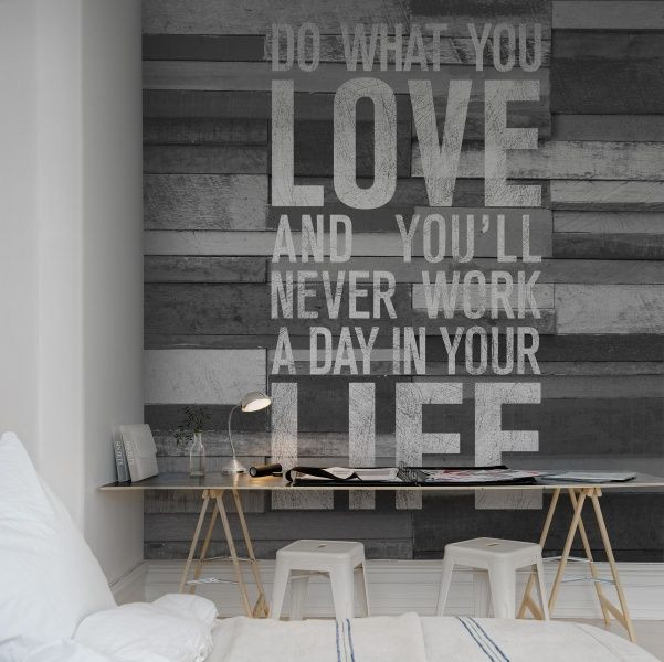 Tapet din hartie Quotes Wood Wall Rebel Walls